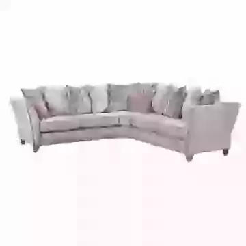 Elegant Velvet Corner Sofa with Metallic Stud Design & Wooden Legs